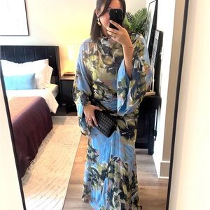 ASOS Long Sleeve Dress with Blue and Green Floral Design